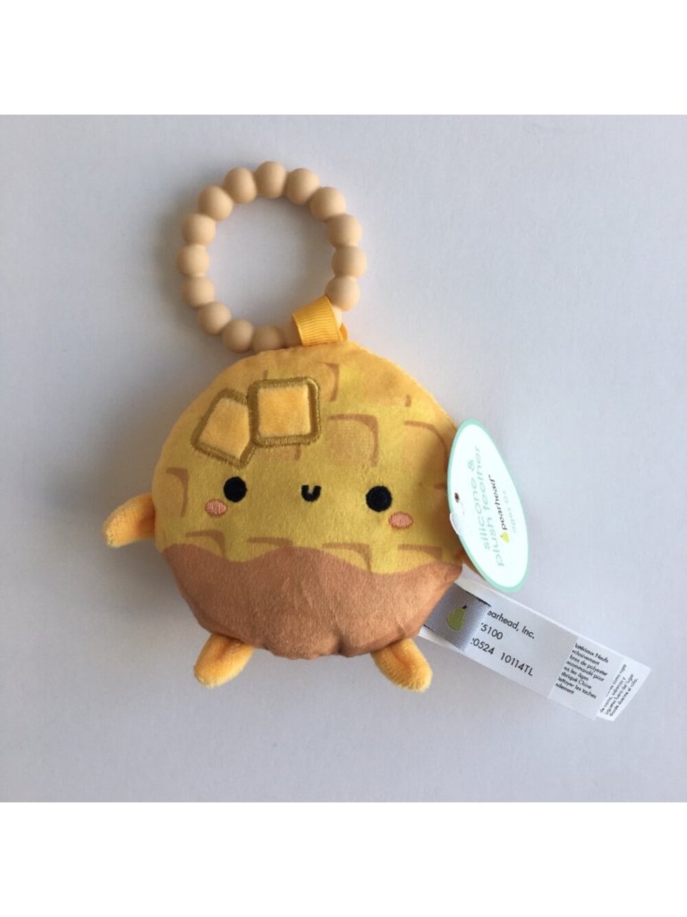 NWT Pearhead Silicone and Plush Teether Ages 0+ Kawaii Waffle